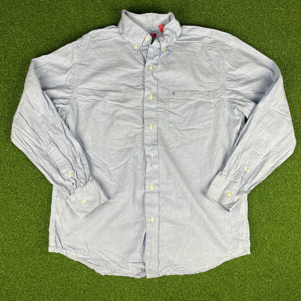 Vintage Izod Mens Light Blue Long Sleeve Button Down Shirt Sz M